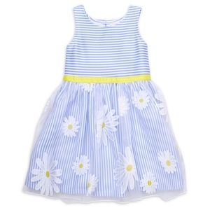 Youngland Girls Striped Sleeveless Daisy Dress